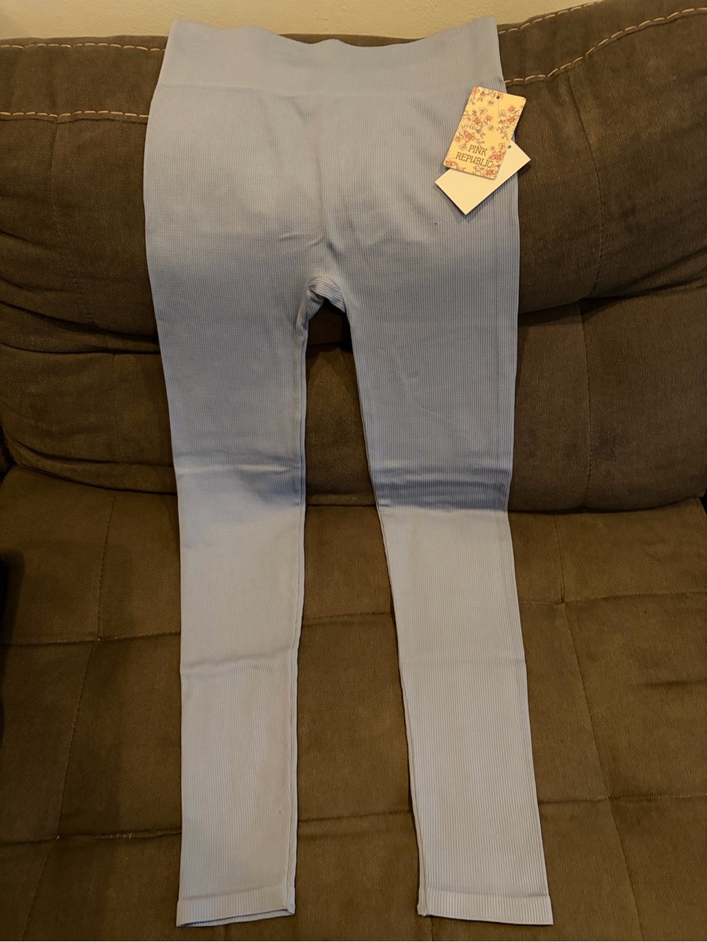 Light Blue Ribbed Leggings
